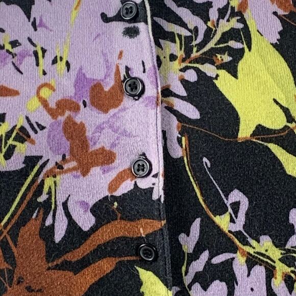 Kenar Black Floral Cotton Blend Cardigan Sweater Size Medium - Picture 3 of 8